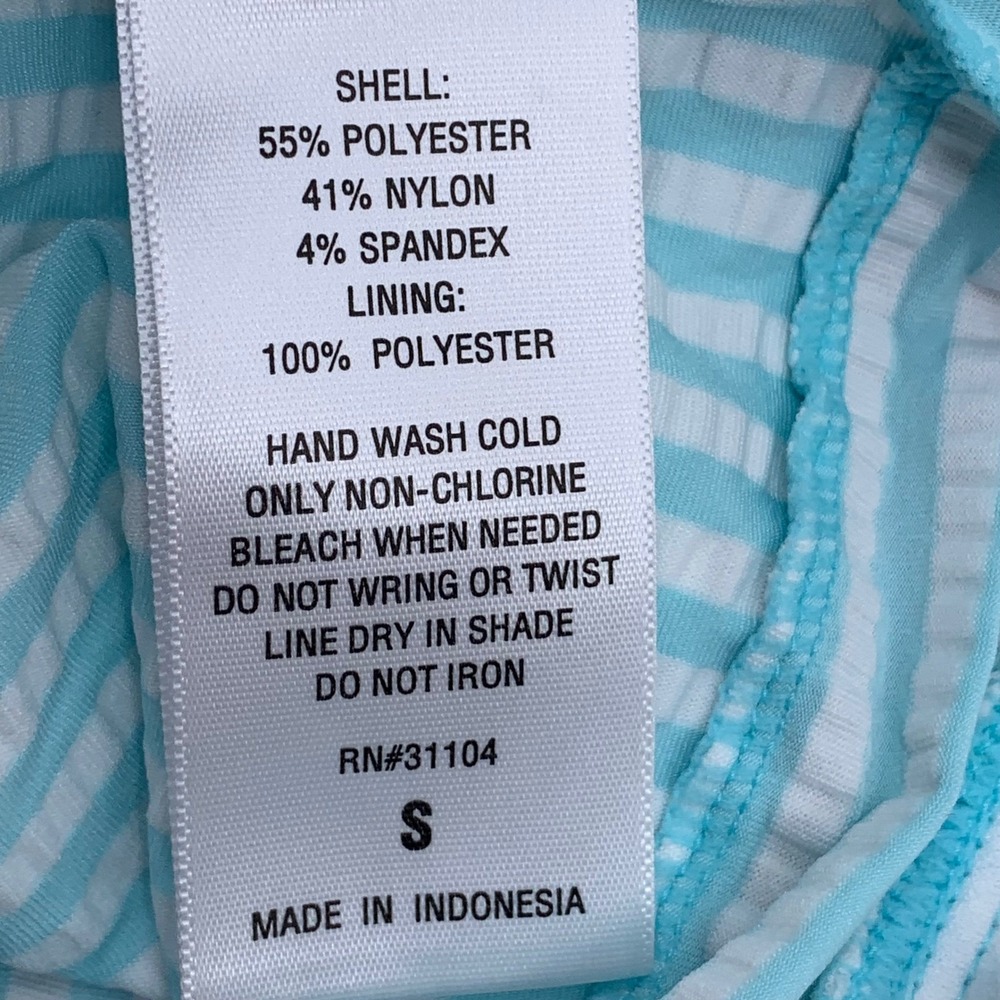NWT Crown & Ivy Seersucker Blue/White Stripe Ruffled V-Neck Swim TankiniTop Sz S - Picture 7 of 8